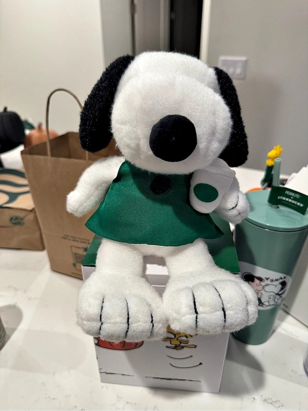 Starbucks Peanuts x Starbucks Snoopy Barista Plush White & Green